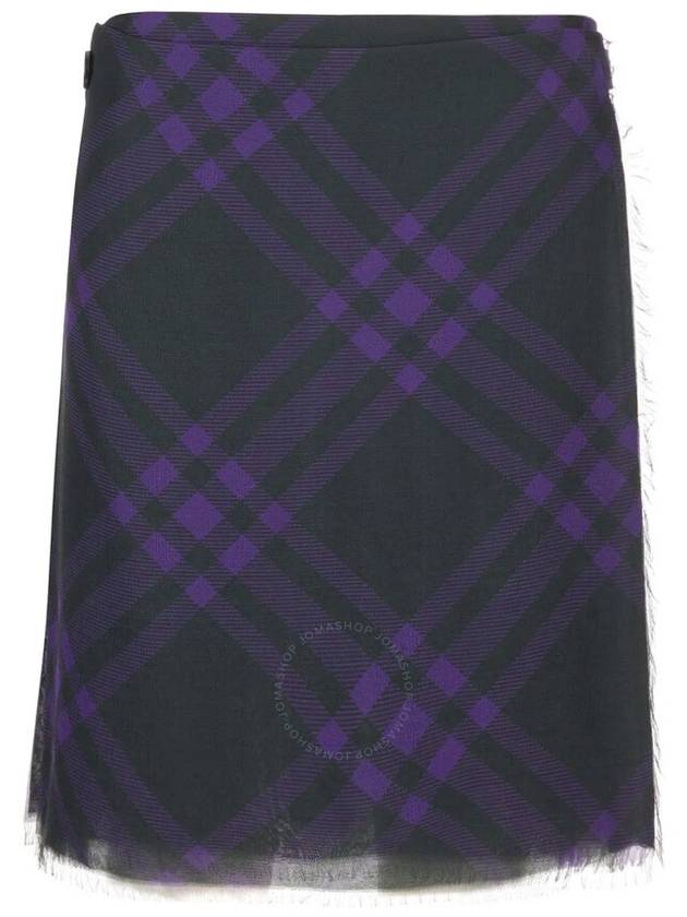 Burberry Check Silk Kilt Pleated A-Line Skirt Royal