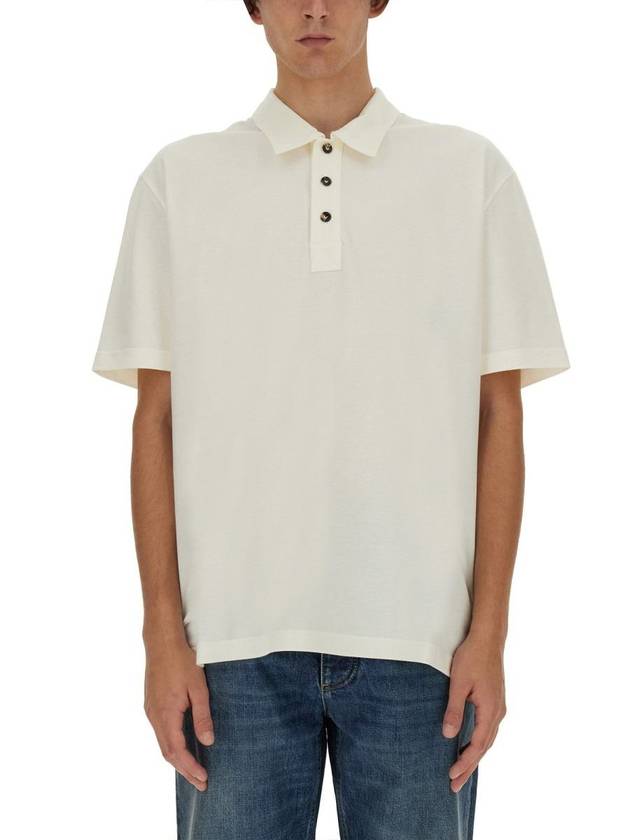 Bottega Veneta Cotton Short Sleeve Polo Shirt Dove