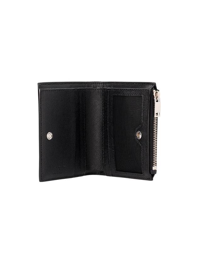 Saint Laurent Grain de Poudre Embossed Leather Zipper Card Wallet Black
