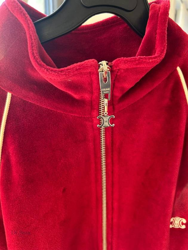 CELINE Velvet Triomphe Jersey Track Jacket Red
