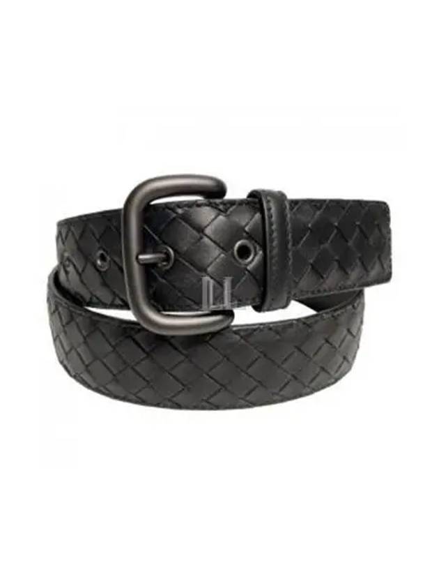 Bottega Veneta Men's Intrecciato Weaving Leather Belt Black
