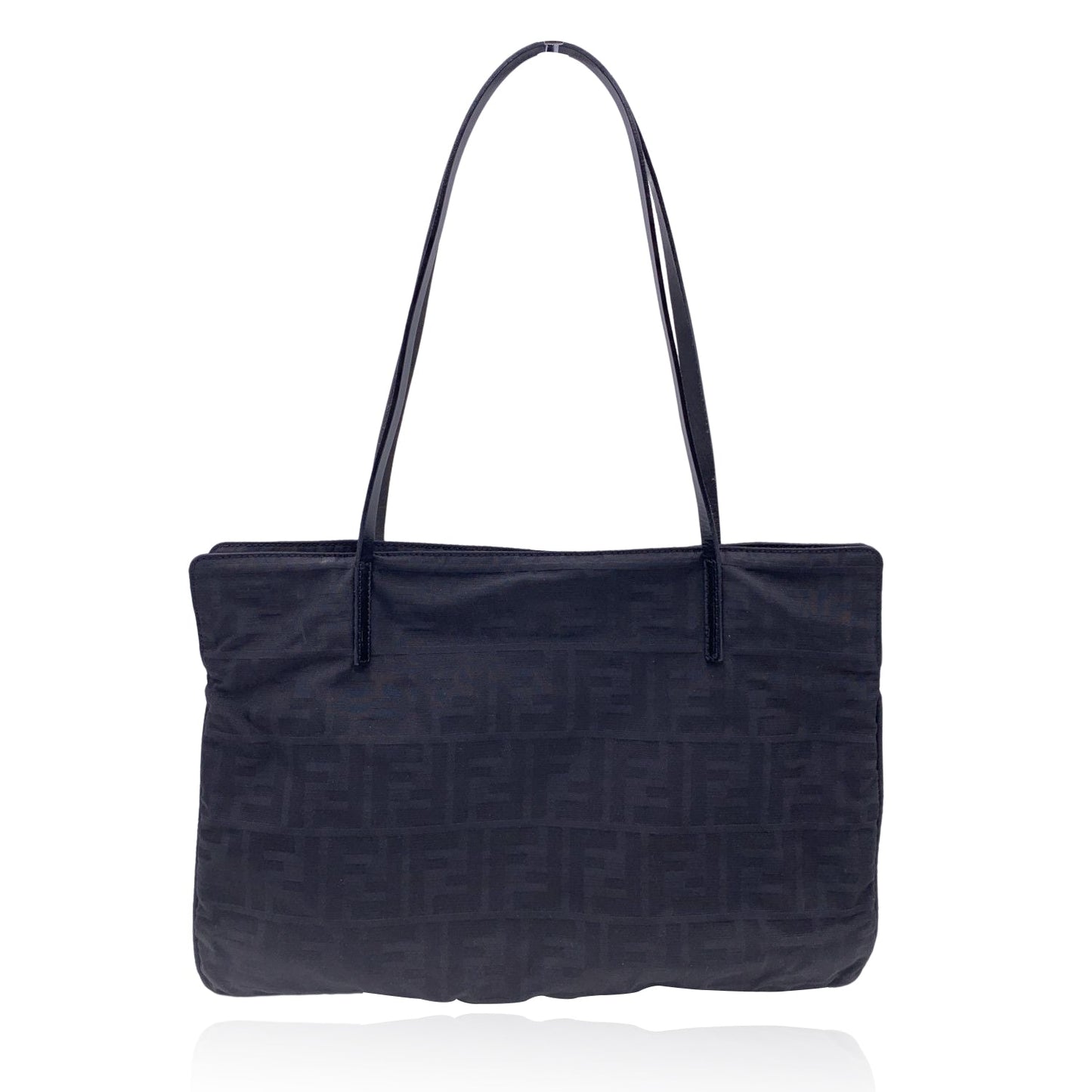 FENDI Black Monogram Canvas Cut Out Ff Logo Tote Bag