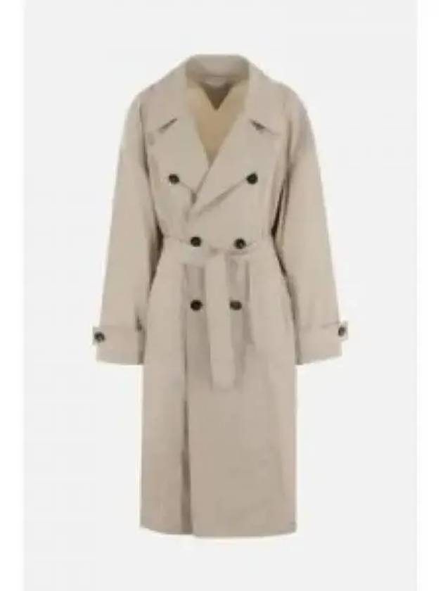 Bottega Veneta Double Breasted Belt Trench Coat Beige