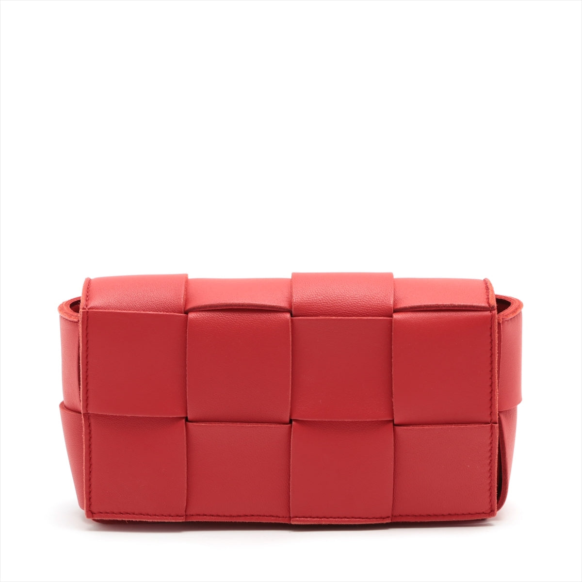 Bottega Veneta Intrecciato Shoulder Bag in Leather Red