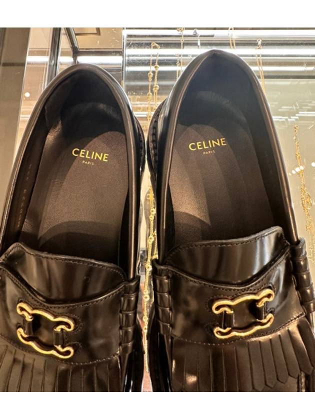 CELINE Margaret Triomphe Frame Calfskin Loafers Black