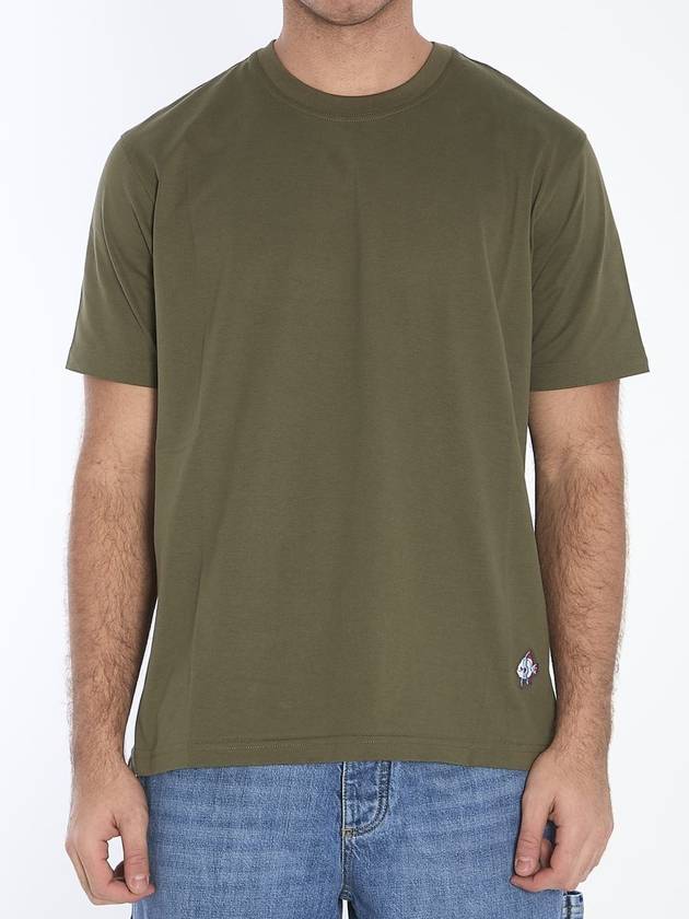 Bottega Veneta Embroidered Logo Short Sleeve T-Shirt Khaki