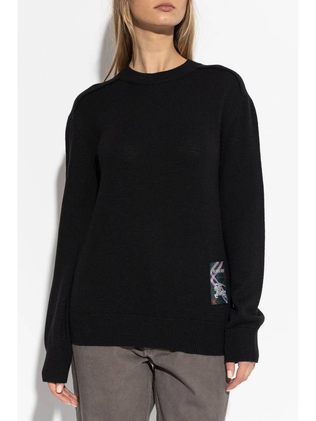 Burberry Burberry Wool Sweater With Logo Patch, Women's, Black