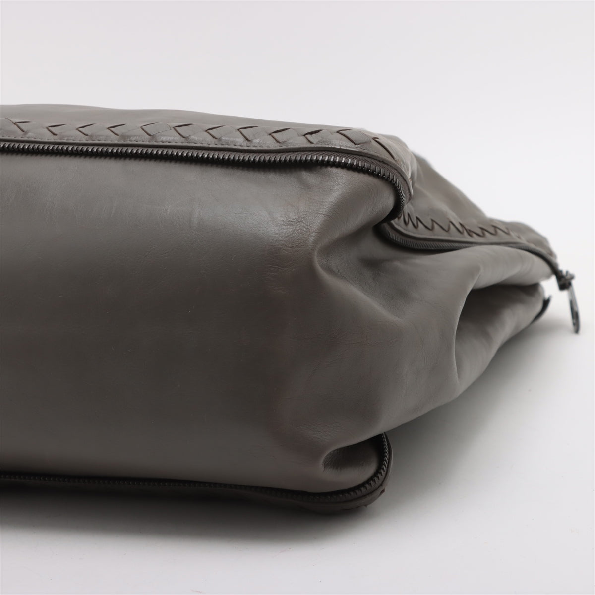 Bottega Veneta Intrecciato Leather Tote Bag Gr ay