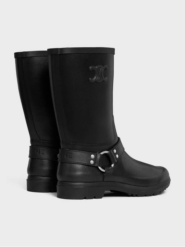 CELINE Mid Rain Boots In Rubber And Calfskin Black