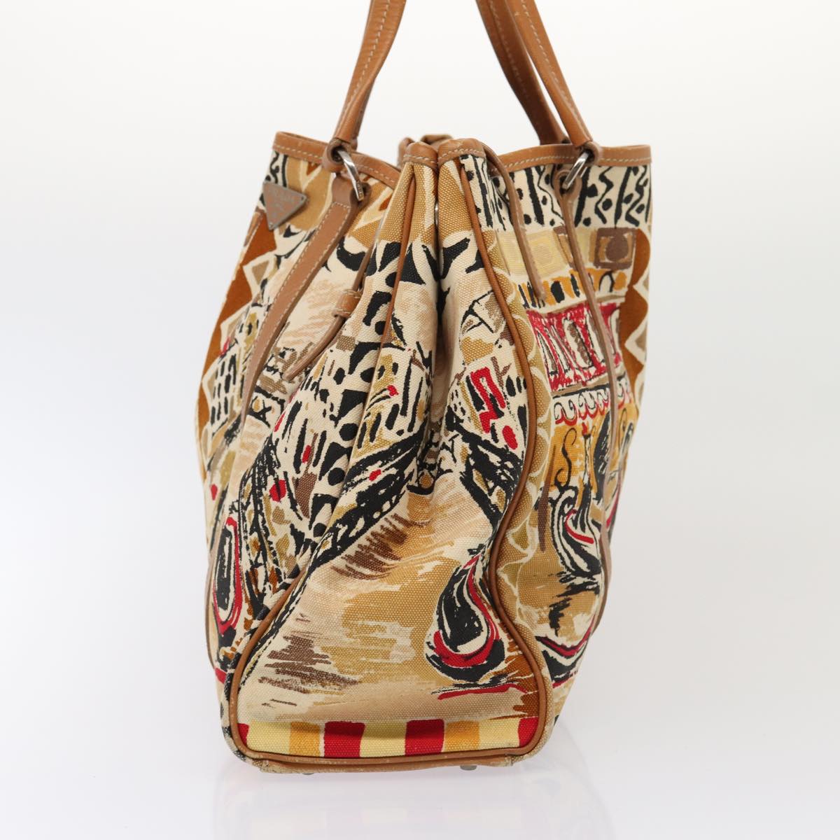 PRADA Tote Bag Canvas Beige 80240