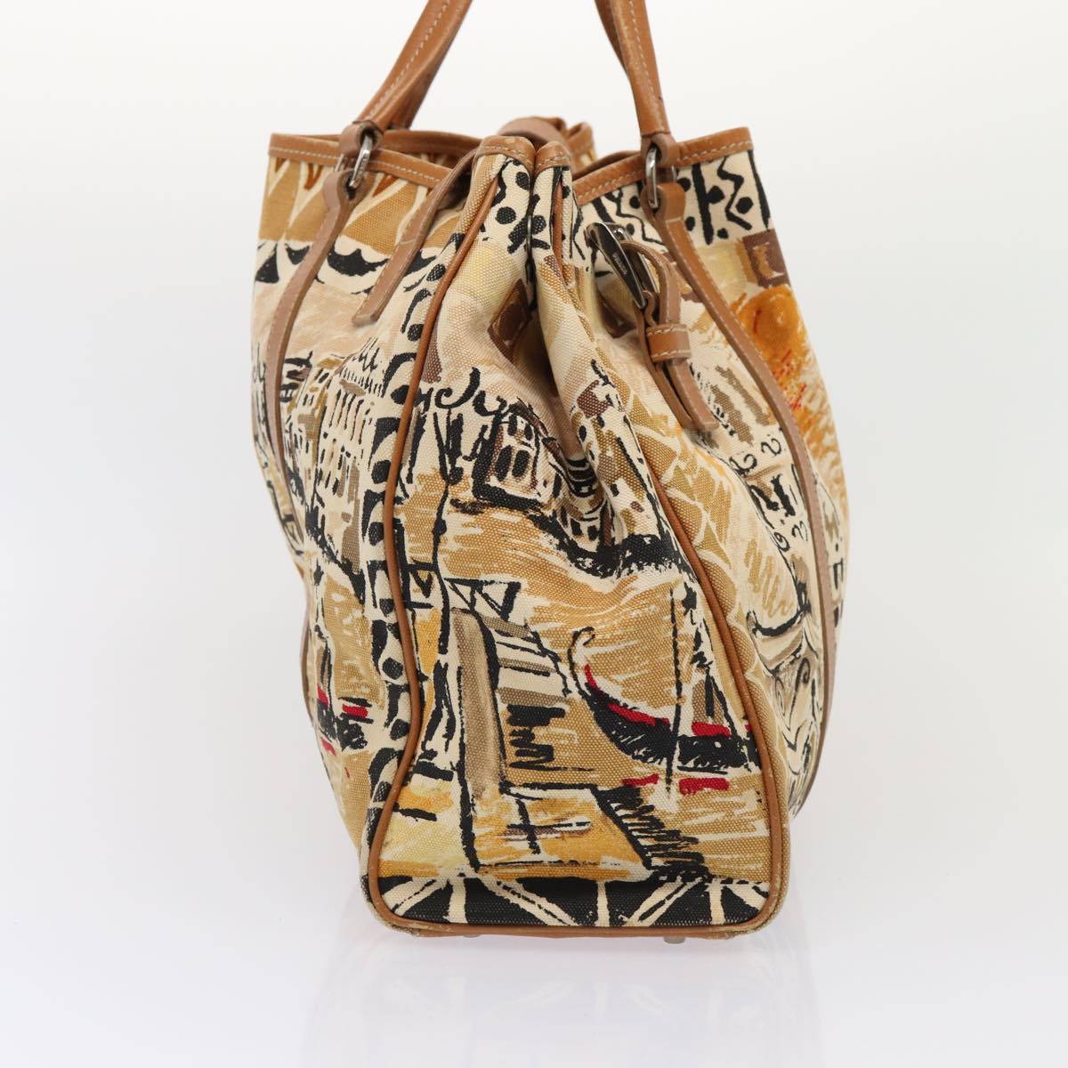 PRADA Tote Bag Canvas Beige 80240