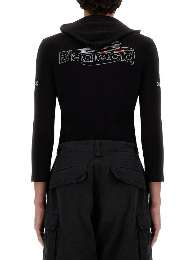 Balenciaga Logo Print Hoodie Black