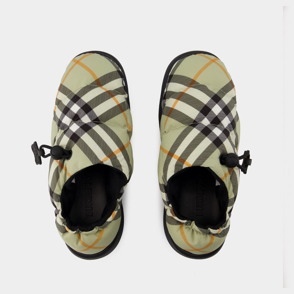 BURBERRY Printed Fabric Pillow Check Slip Ons for Women