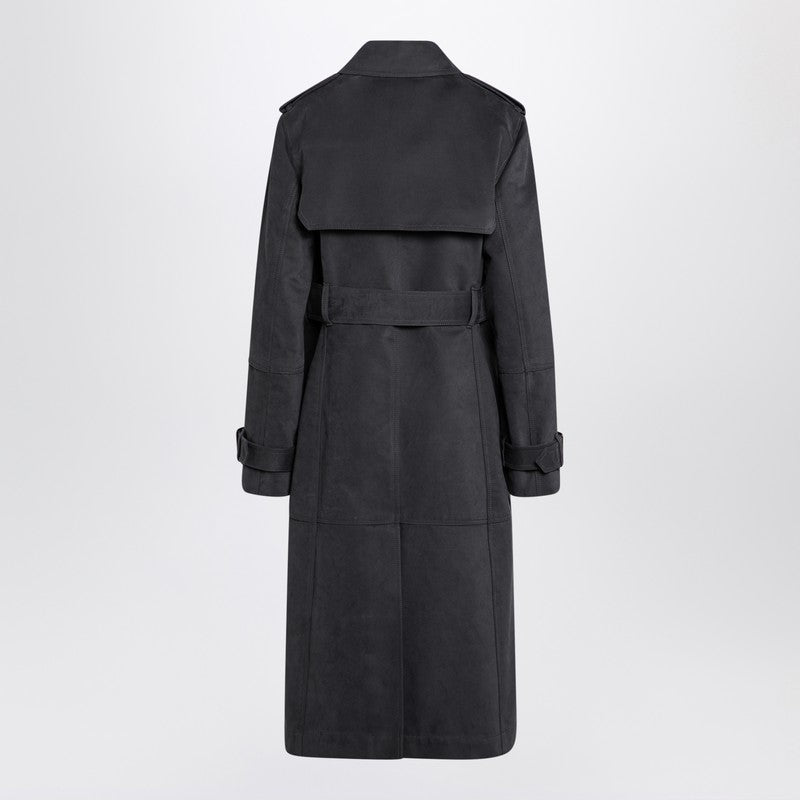 Burberry Long Ash-Coloured Cotton And Nylon Trench Coat Women