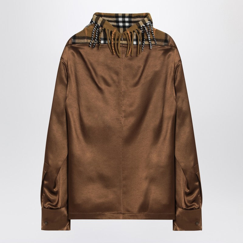 Burberry Satin Shirt With Check Panel Women