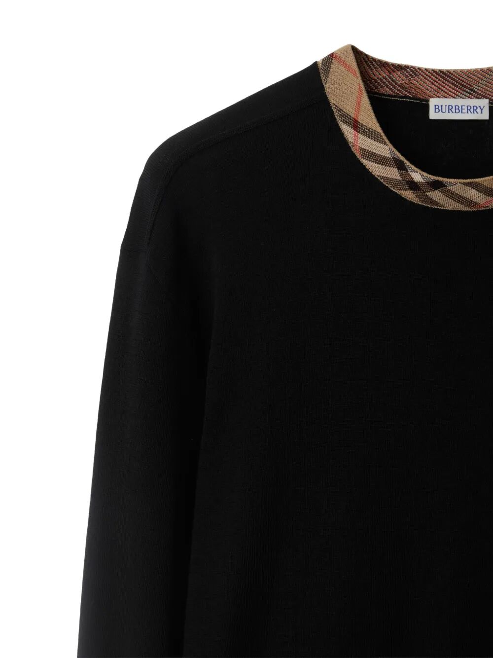 BURBERRY Check Trim Wool Sweater for Men