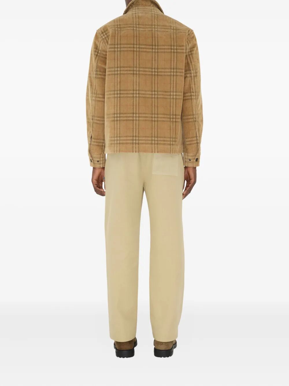 BURBERRY Check Patterned Corduroy Overshirt for Men - FW25