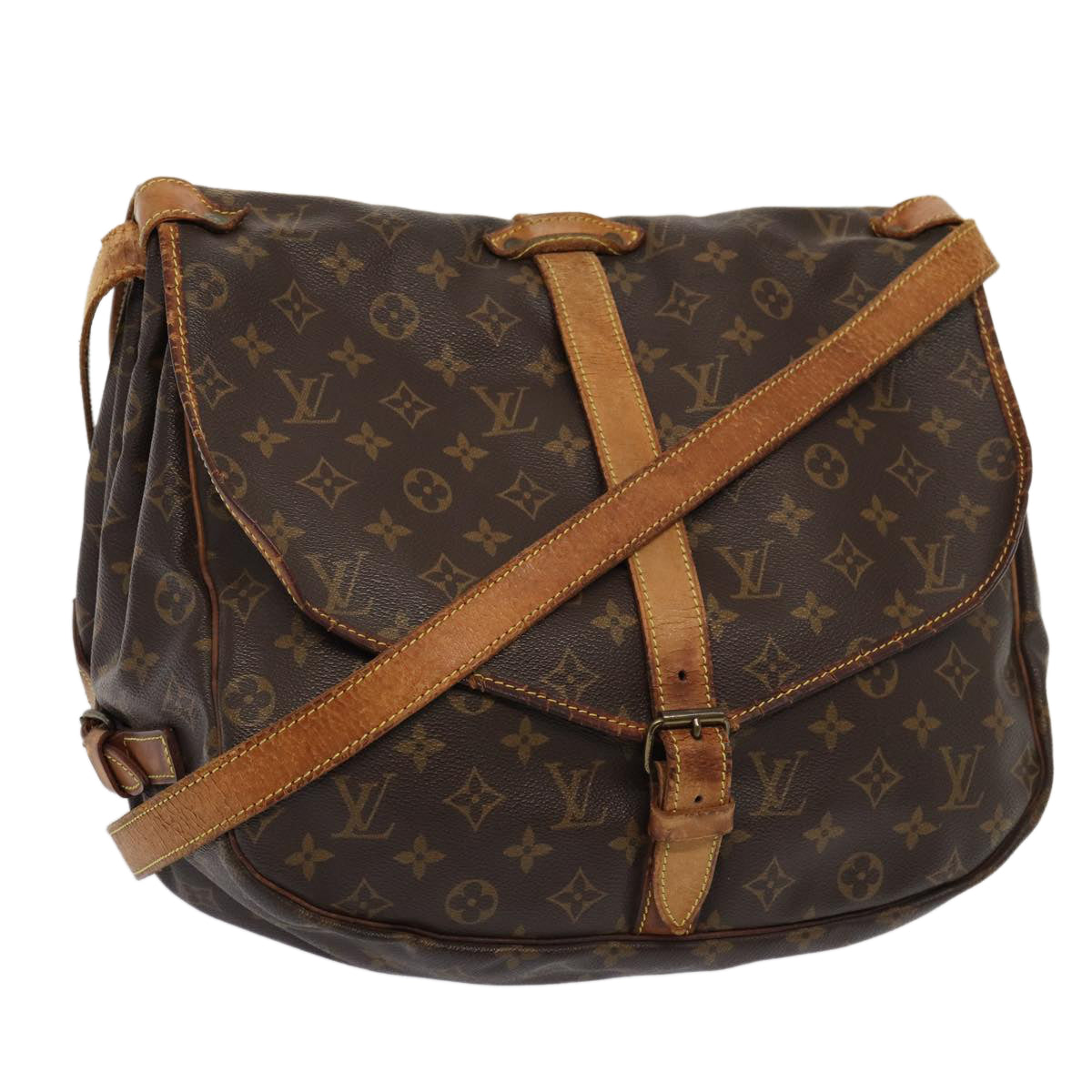 LOUIS VUITTON Monogram Saumur 35 Shoulder Bag M42254 LV 81311