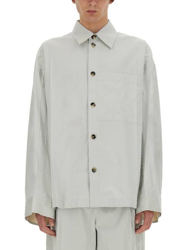 Bottega Veneta Cotton Silk Long Sleeve Shirt Cloud