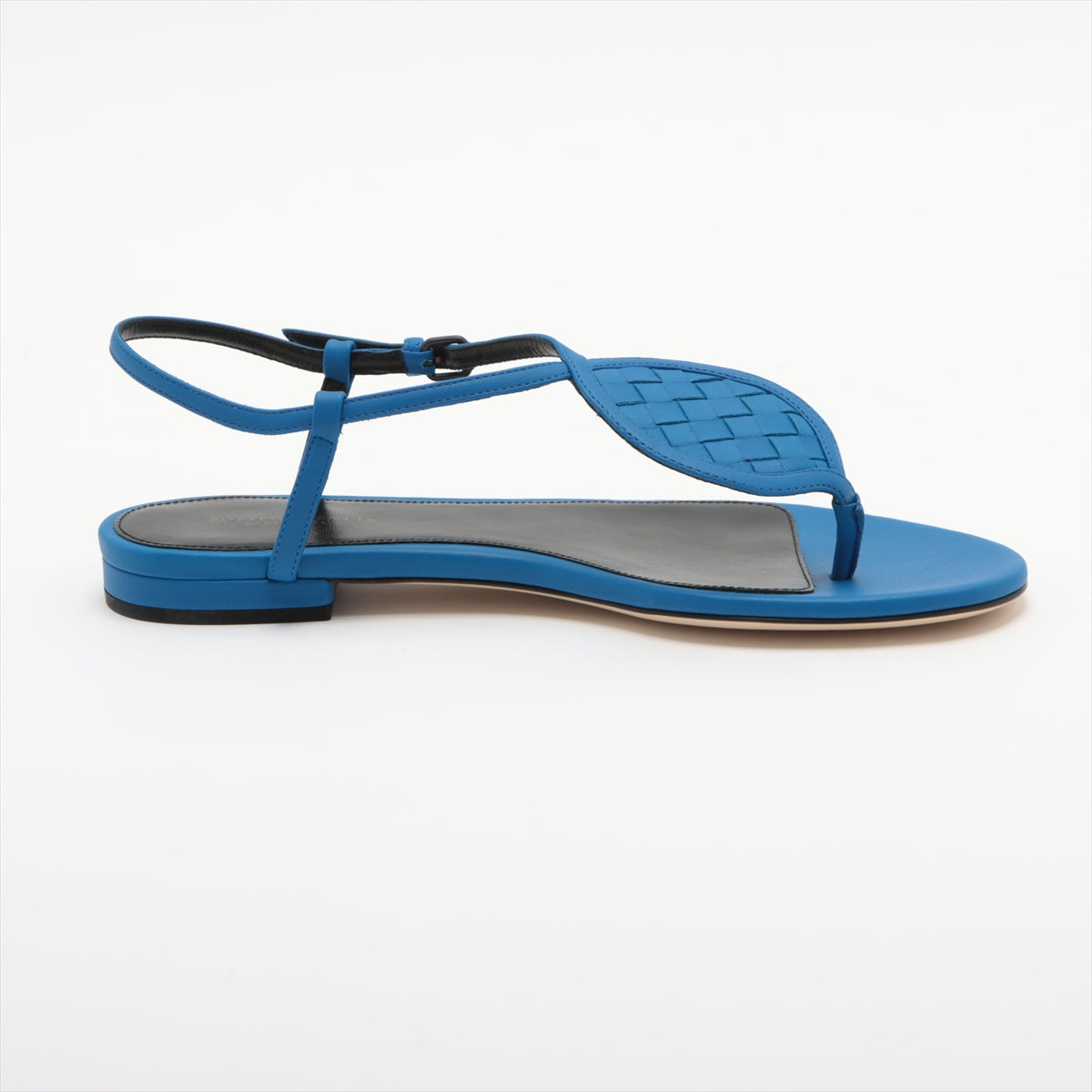 Bottega Veneta Intrecciato Leather Sandal 37 1/2 Blue Infla Pelle S.CUOIO