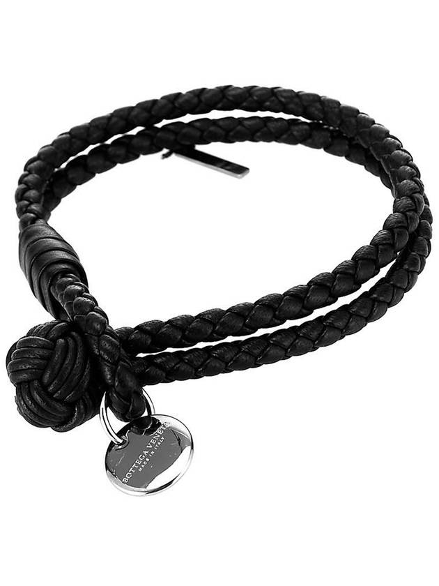 Bottega Veneta Intrecciato Double Weaving Bracelet Black