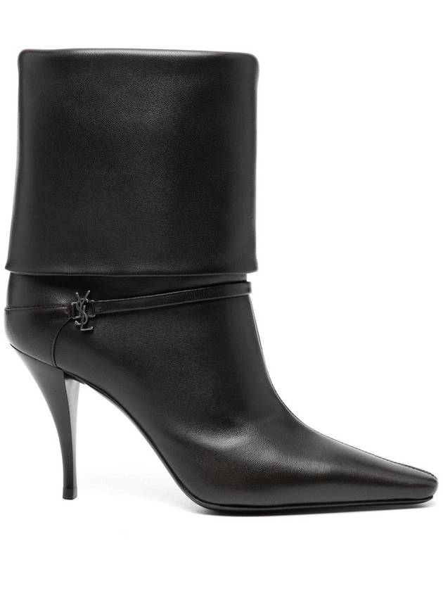Saint Laurent Niki Leather Ankle Boots Eagle Brown