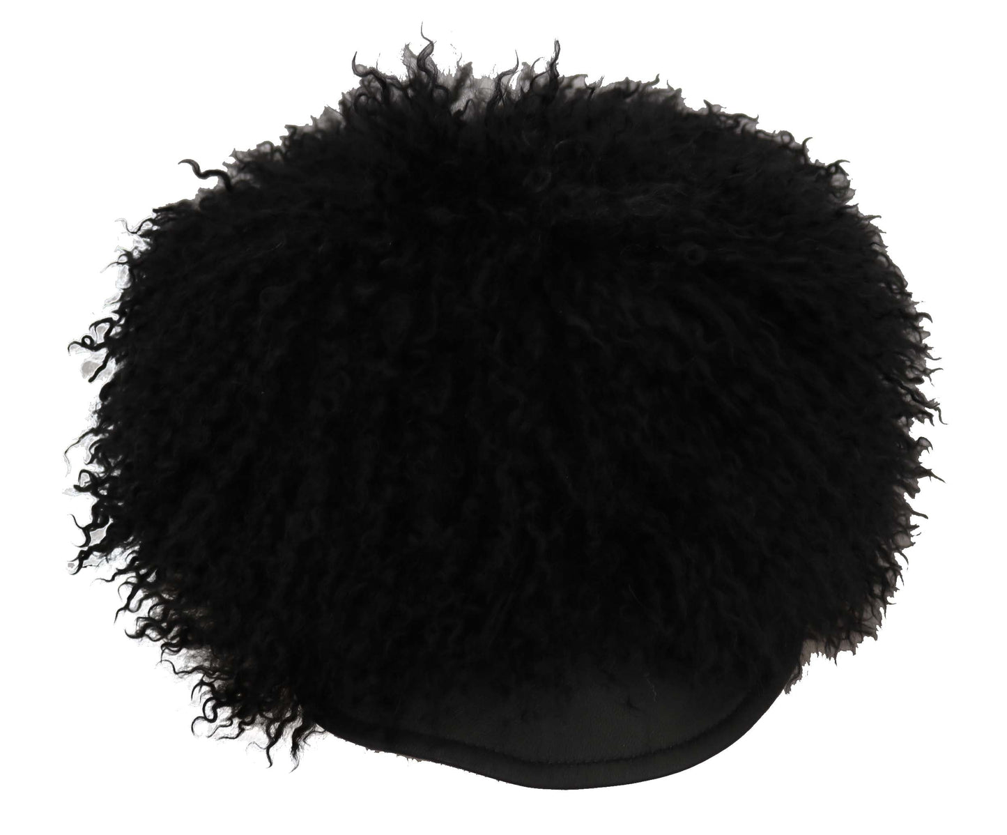Dolce & Gabbana Black Tibet Lamb Fur Leather Gatsby Women's Hat