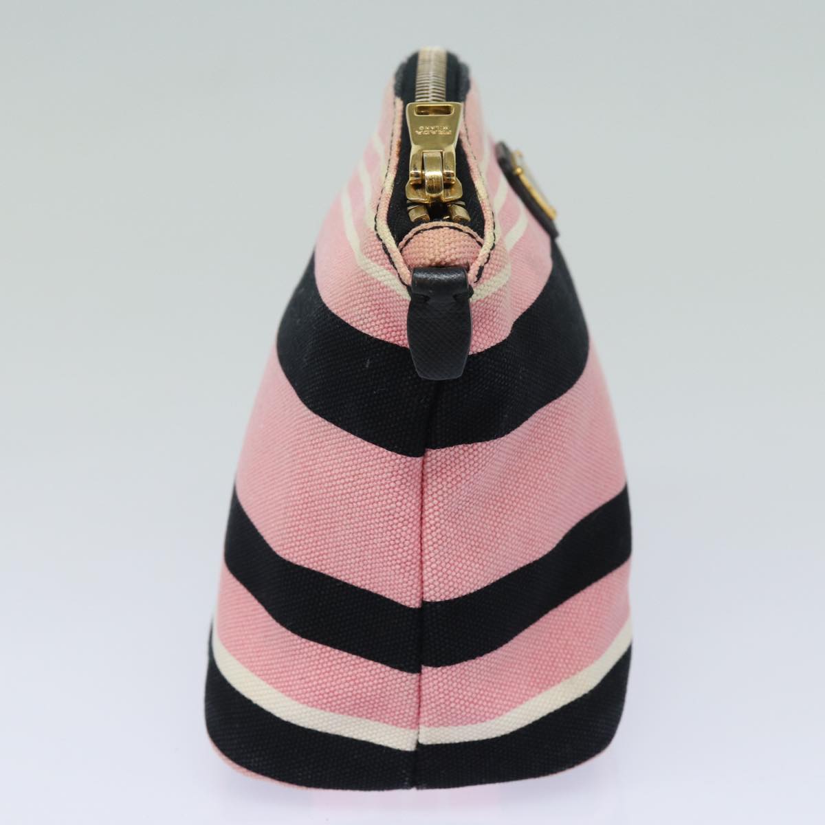 PRADA Pouch Canvas Pink Black 82242