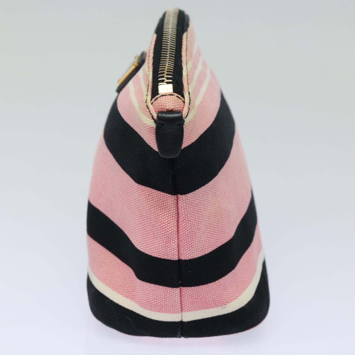 PRADA Pouch Canvas Pink Black 82242