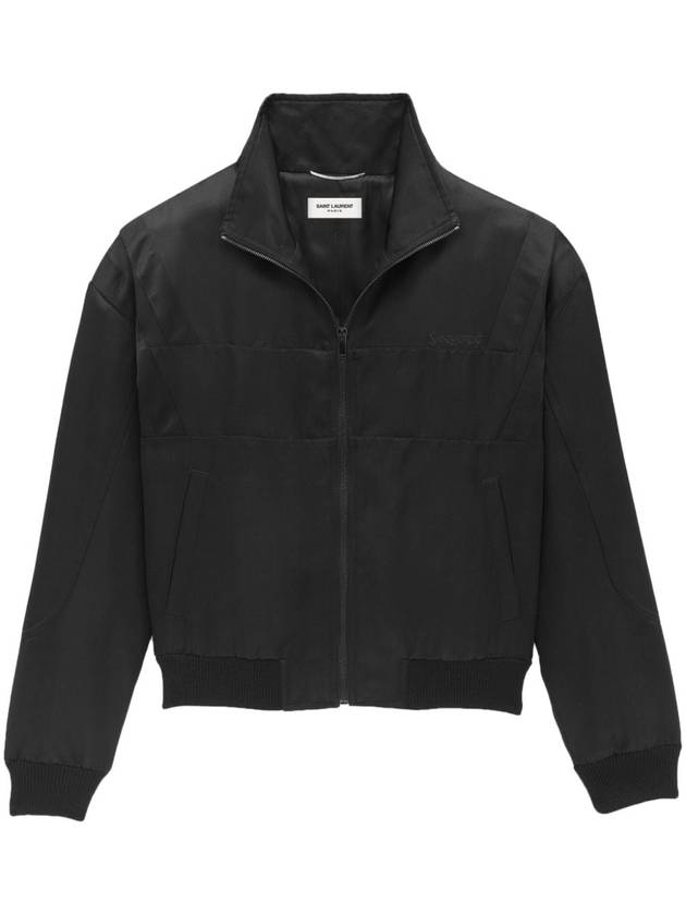 Saint Laurent Satin Teddy Zip-Up Jacket Black