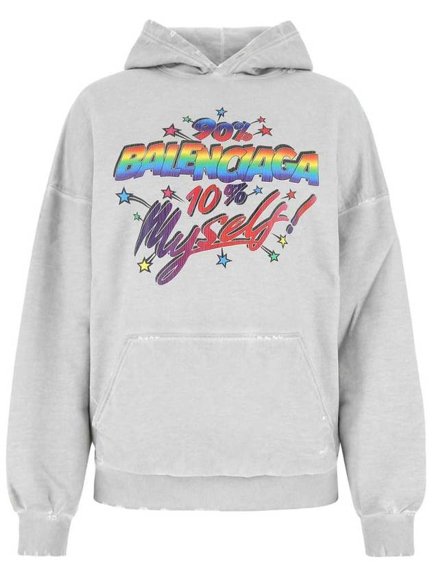Balenciaga artwork print wide fit hooded top gray