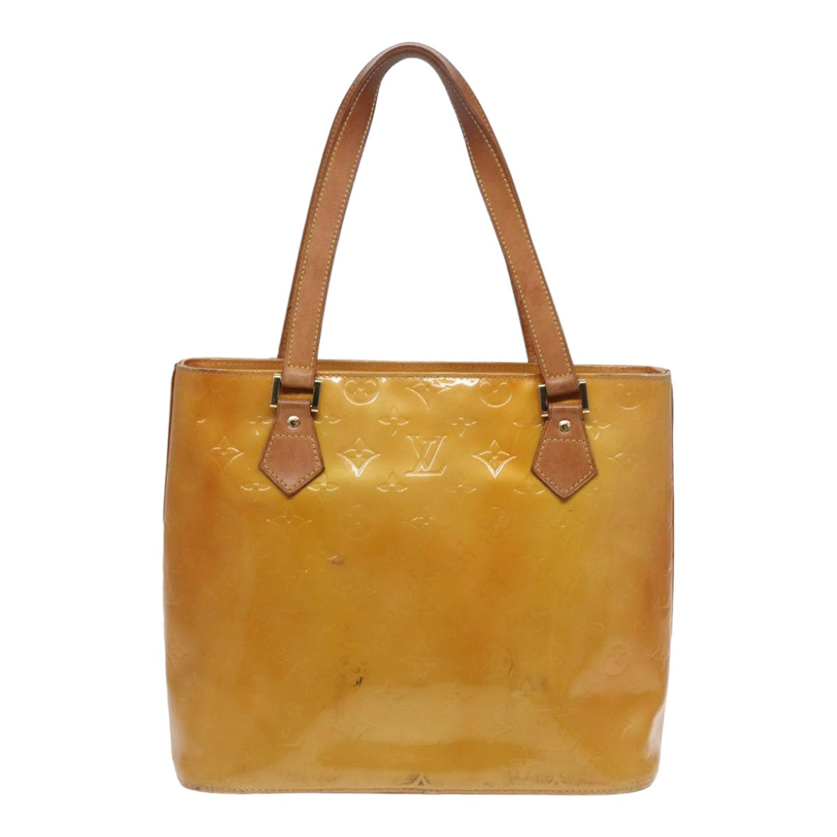 LOUIS VUITTON Monogram Vernis Houston Hand Bag Beige M91004 LV 83018