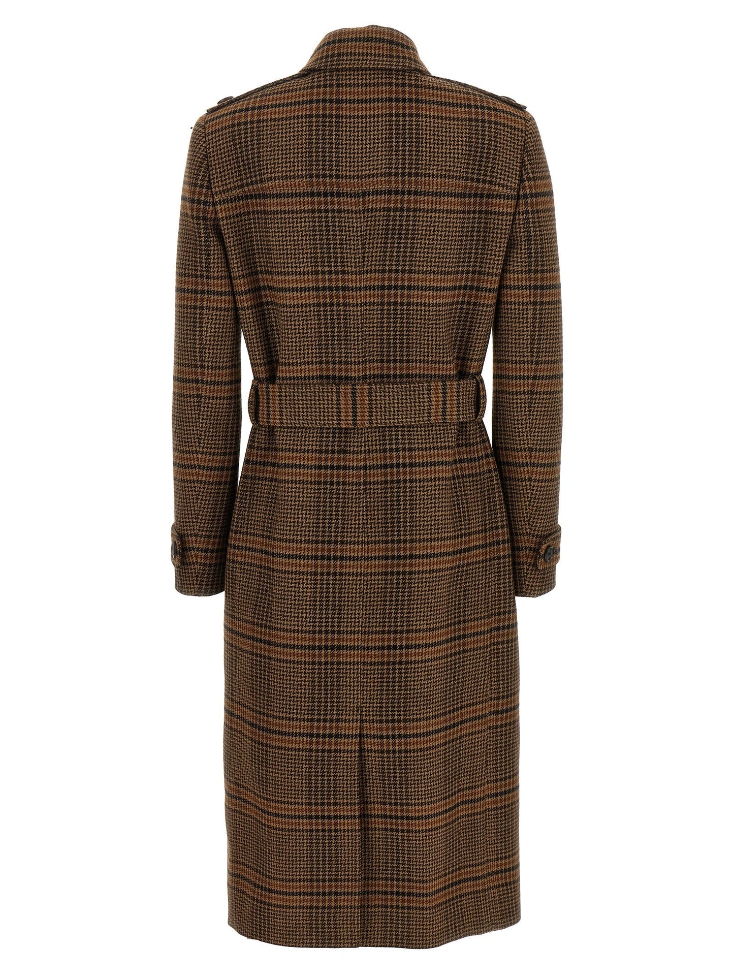 Saint Laurent Women Prince Of Wales Wool Coat