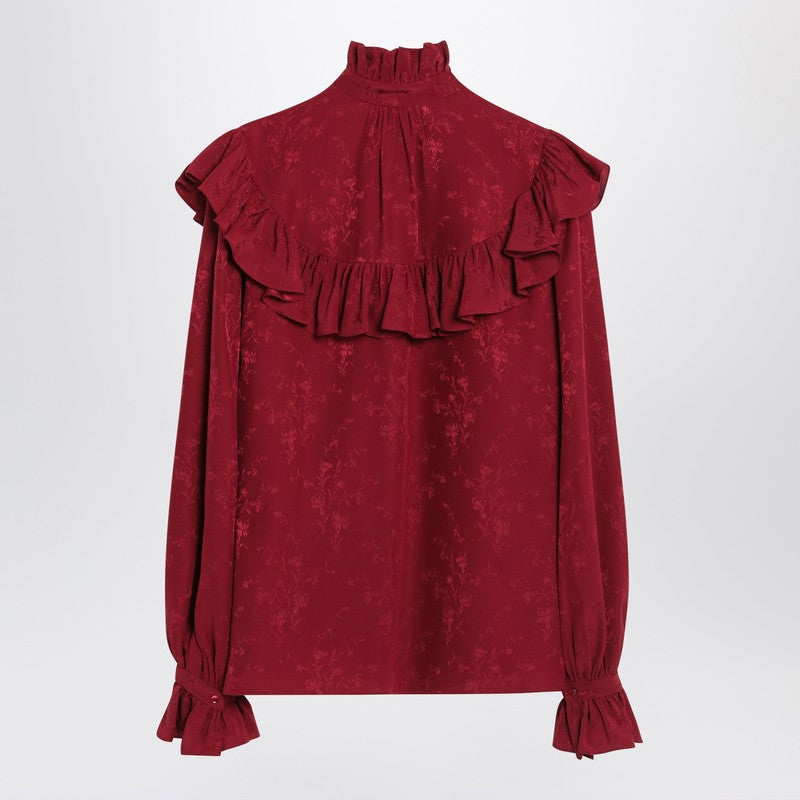 Saint Laurent Red Damask Silk Shirt Women