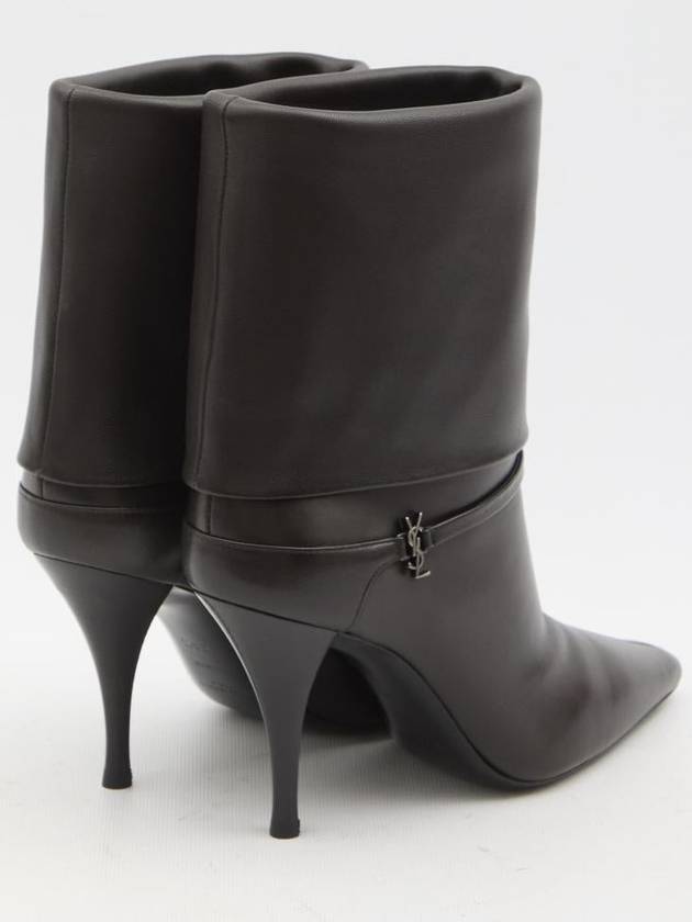 Saint Laurent Niki Leather Ankle Boots Eagle Brown