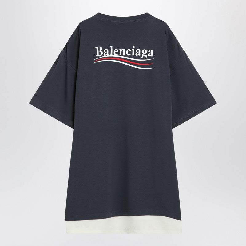 Balenciaga Double T-Shirt Political Campaign Navy/White Men