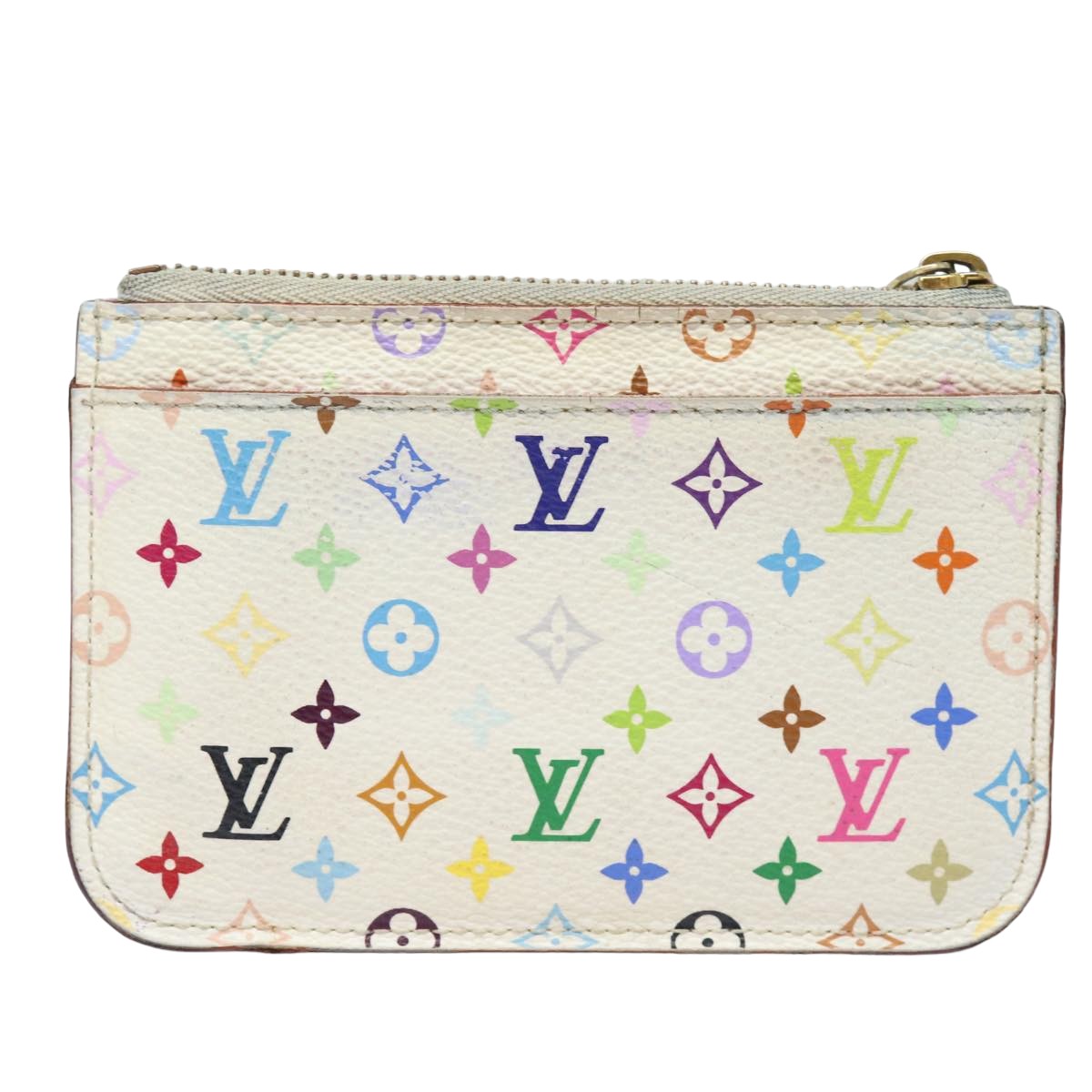 LOUIS VUITTON Multicolor Pochette ClesNM Coin Purse White M93734 LV 84075
