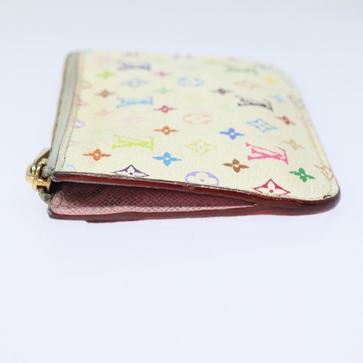LOUIS VUITTON Multicolor Pochette ClesNM Coin Purse White M93734 LV 84075