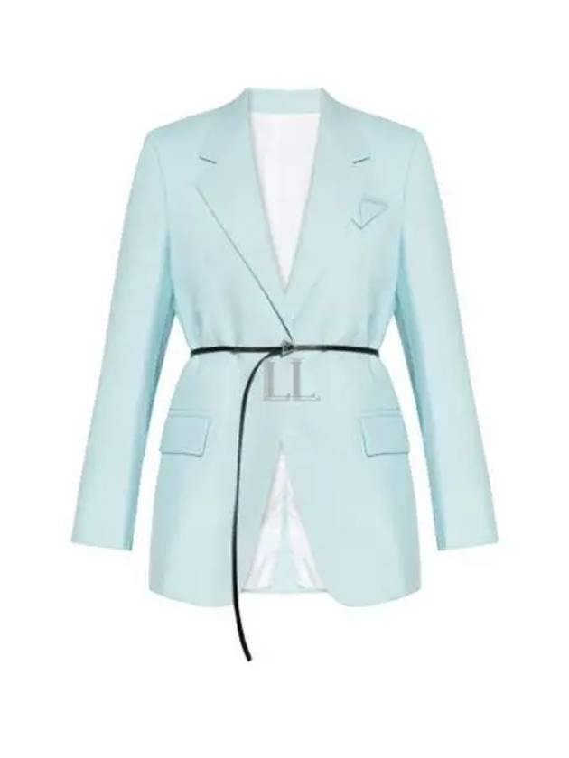 Bottega Veneta Belted Wool Blazer Jacket Light Blue