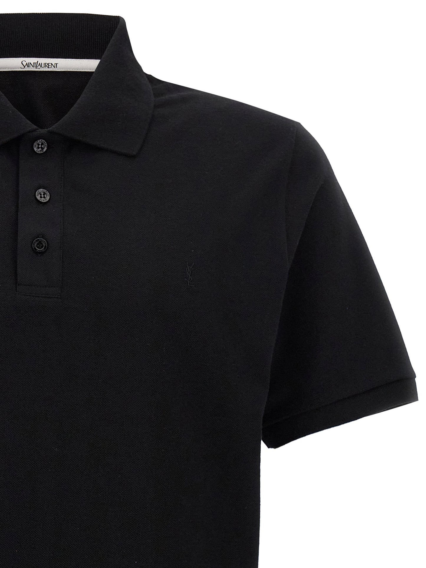 Saint Laurent Men Logo Embroidery Polo Shirt
