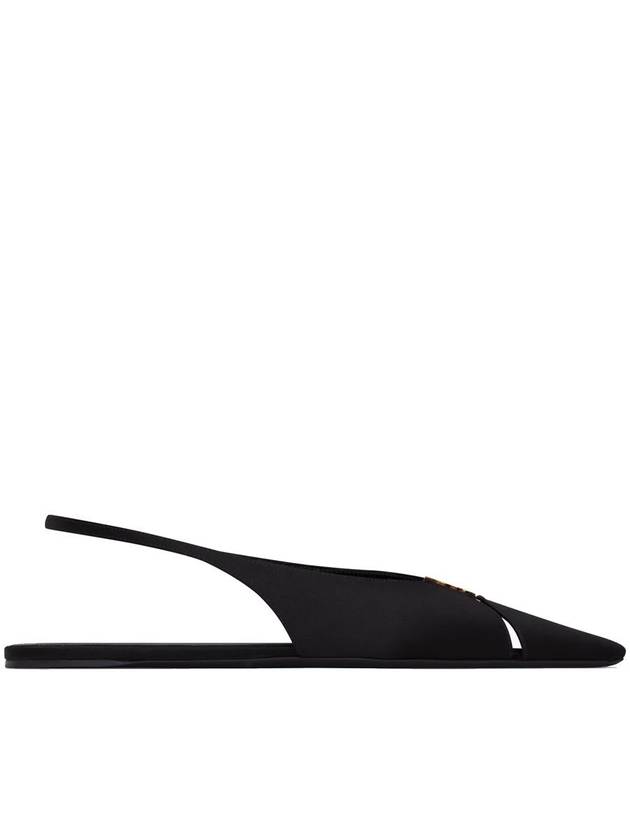 Saint Laurent Babylon Satin Slingback Flat Black