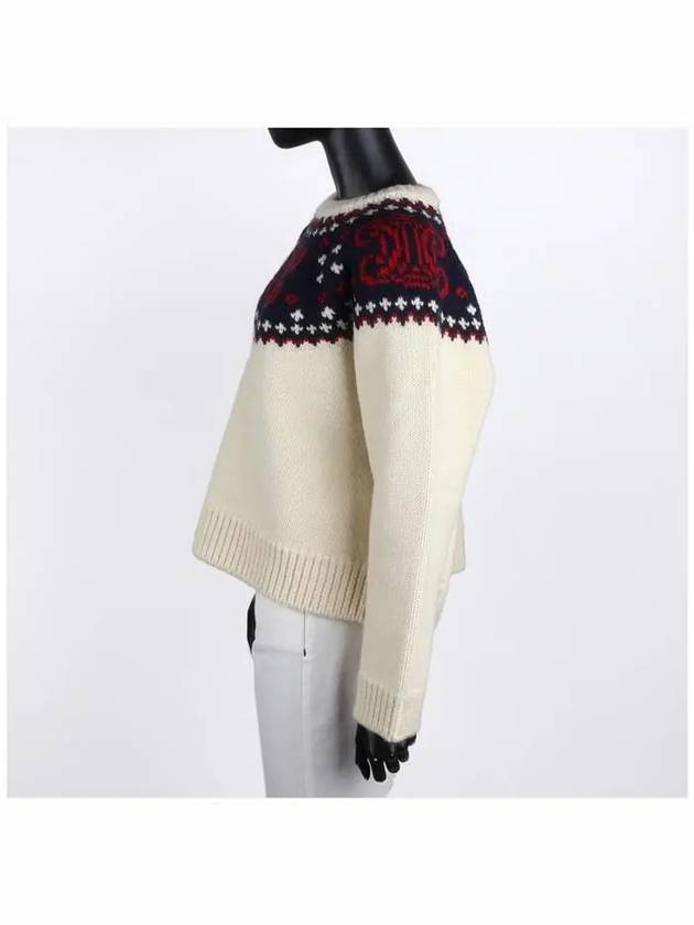 CELINE Triomphe Jacquard Knit Top Ivory
