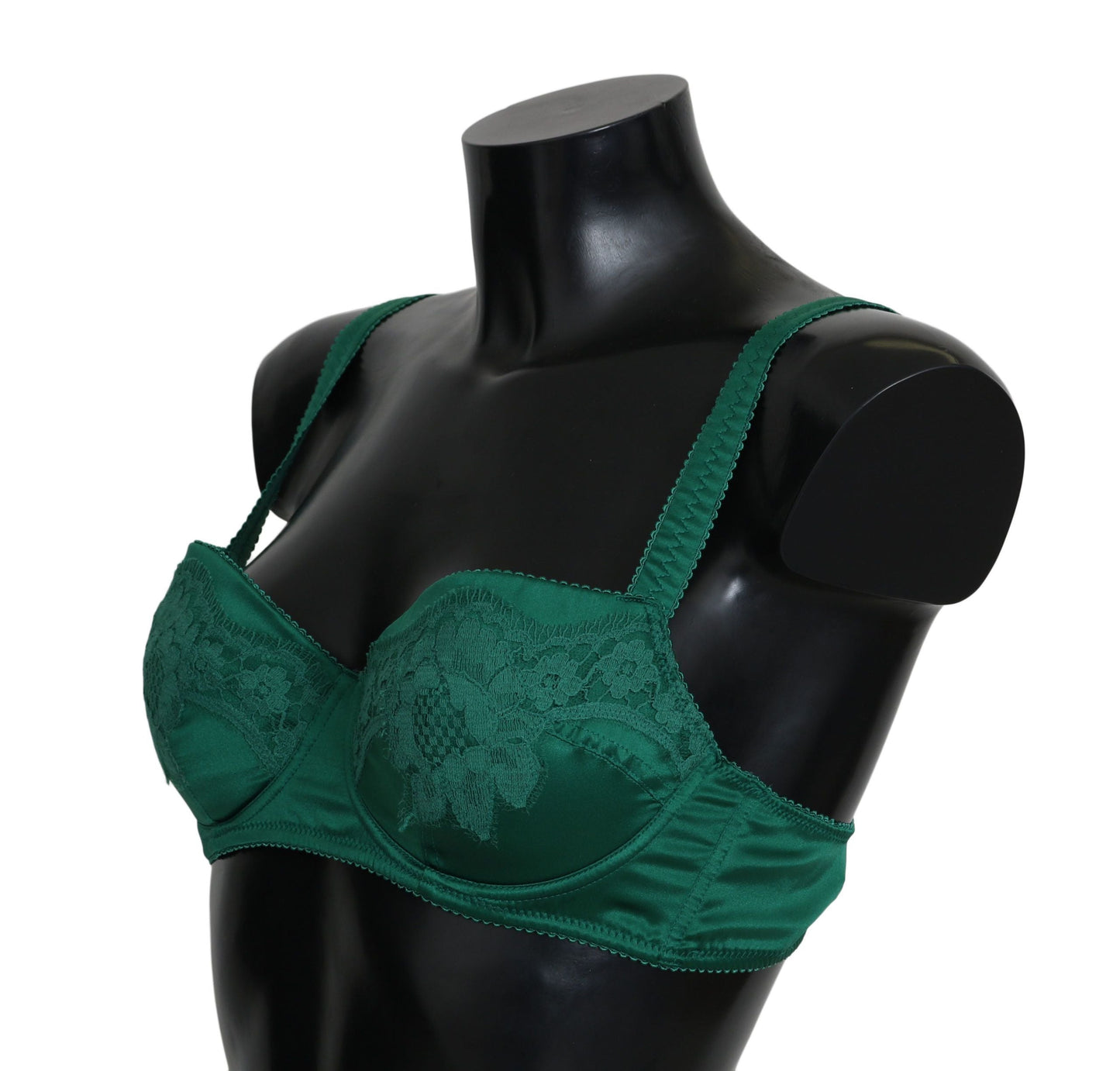 Dolce & Gabbana Green Silk Stretch Floral Lace Bra Women's Underwear