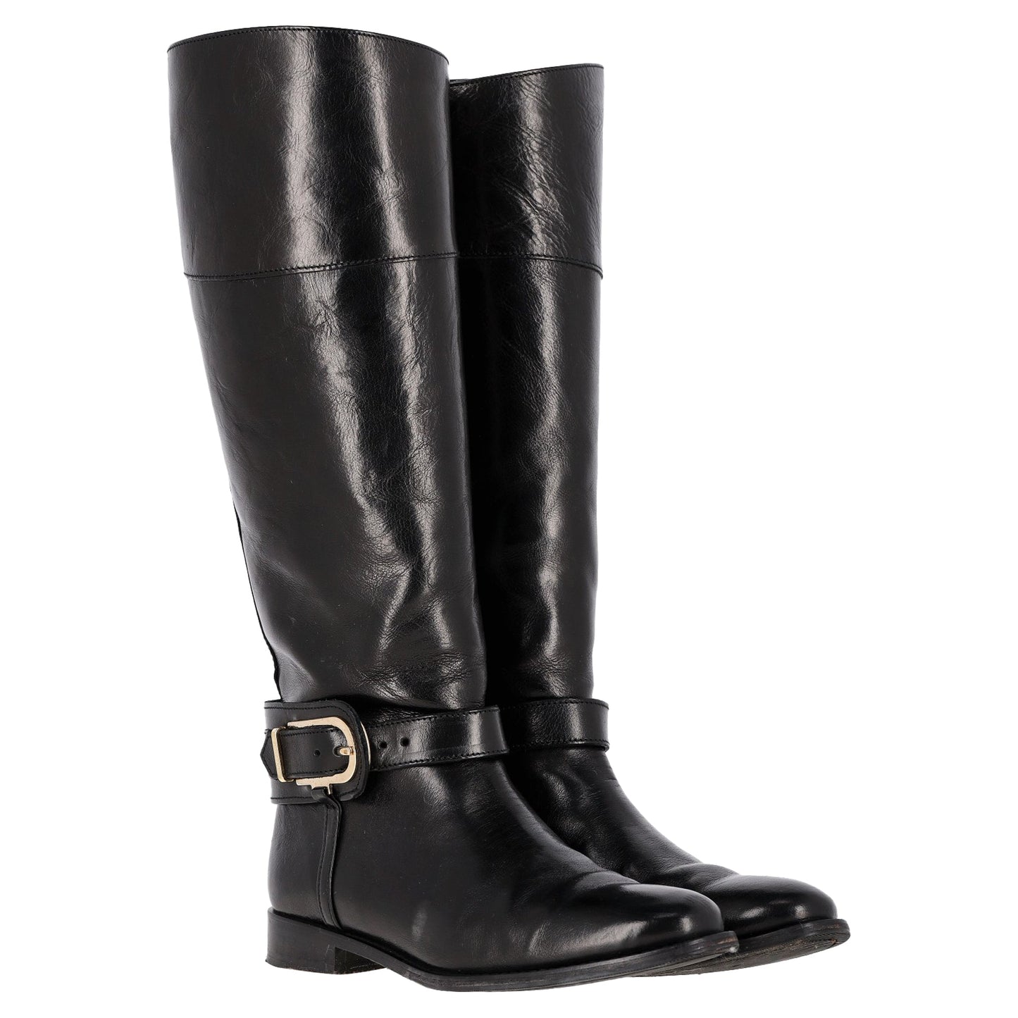 Burberry Bridle Winton Riding Boots in Black Leather