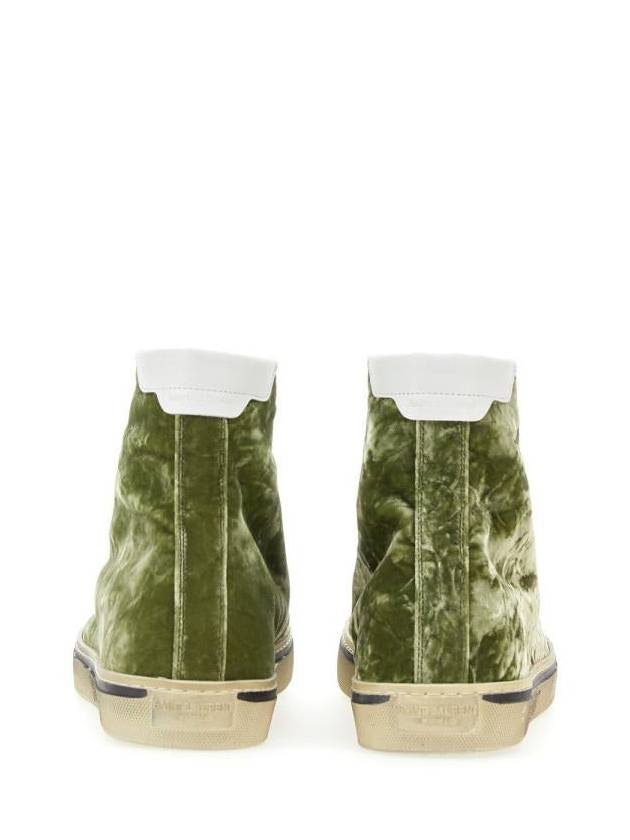 Saint Laurent Malibu Velvet High Top Sneakers Green