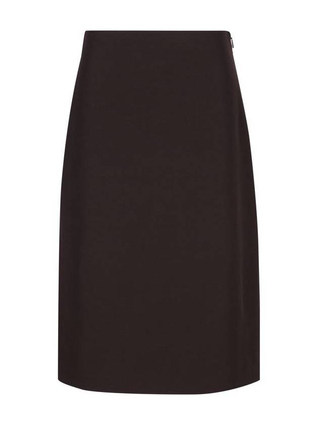 Fendi Grand de Poudre Wool Pencil Skirt Burgundy