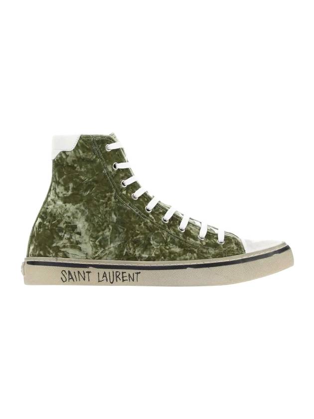 Saint Laurent Malibu Velvet High Top Sneakers Green