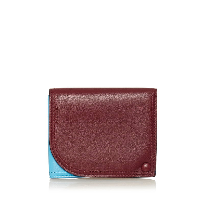 Bottega Veneta Cardcase Leather Wine Red Light Blue Unisex Paris