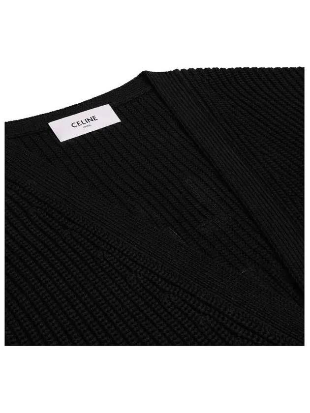 CELINE Logo Patch Long College Cardigan Black