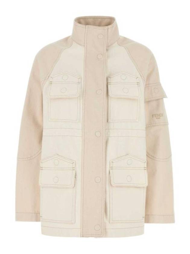 Fendi High Collar Blouson Jacket White